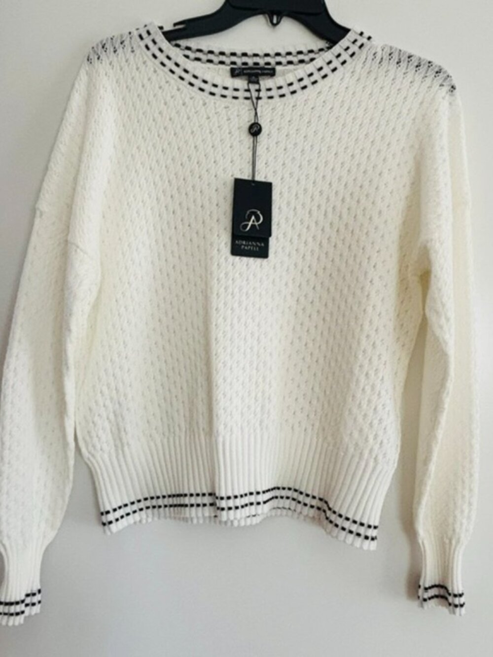 Adrianna Papell Long Sleeve Stripe Button Front Blouse MEDIUM NWT